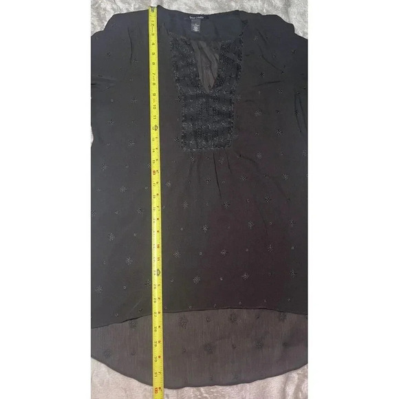 WHITE HOUSE BLACK MARKET Sheer Black Tunic Blouse Women’s Size 4 casual relaxed - Picture 5 of 7